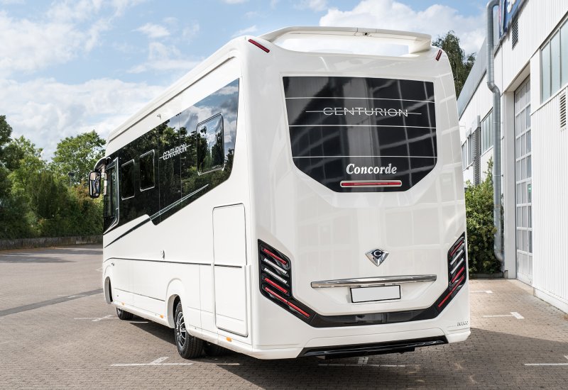 perfekt gepflegtes Wohnmobil aus der Heckansicht